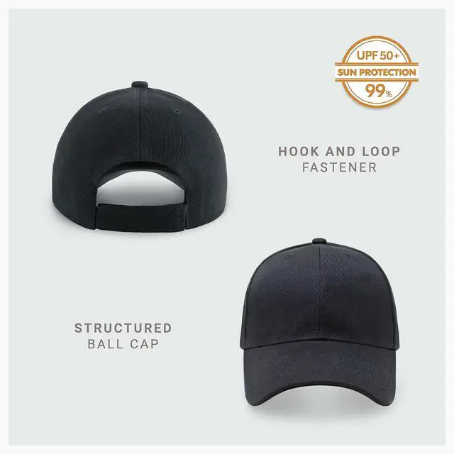 Alt view image 2 of 6 - 2-Pack Classic Structured Baseball Cap Adjustable Snapback Multipack Ball Caps for Custom Embroidery Running Workouts Outdoor (Black, 2)