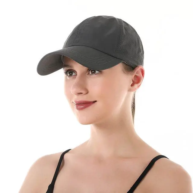 Alt view image 6 of 7 - Womens Criss Cross Ponytail Baseball Cap Adjustable High Messy Bun Ponycap Trucker Hats Quick Drying Mesh Dad Hat for Outdoor Sports Travel Navy Blue