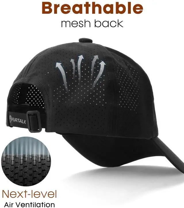 Alt view image 2 of 7 - Lightweight Quick Dry Baseball Cap Breathable Tucker Hat Laser Cut Air Mesh-Back Cooling Golf Hat, Black
