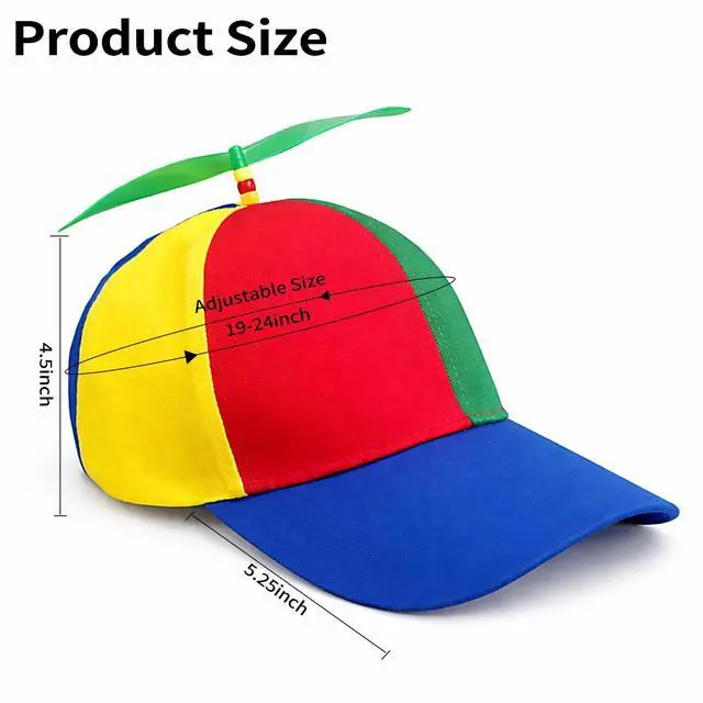 Alt view image 7 of 7 - Colorful Propeller Hat Baseball Cap: Funny Adjustable Helicopter Cap Propeller Hat Adult Snapback Baseball Hat