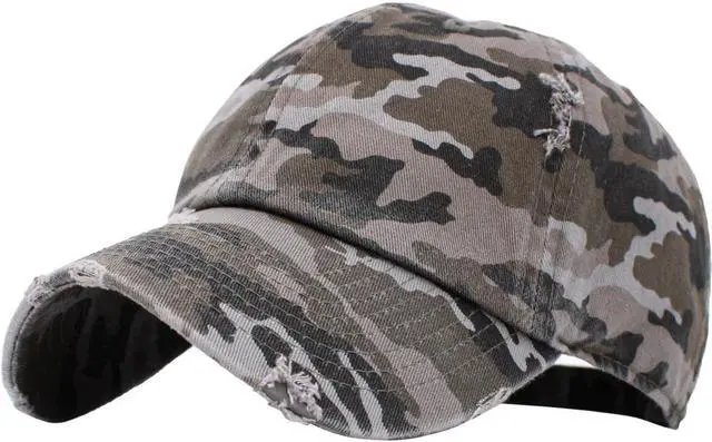 Main image of KBE-VINTAGE BLK-CAM Vintage Washed Cotton Baseball Cap, Black Camo