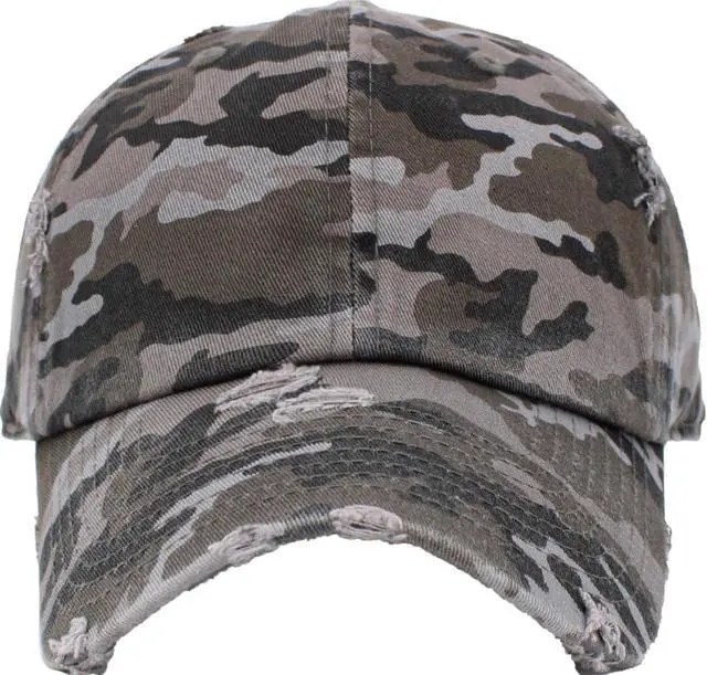 Alt view image 2 of 7 - KBE-VINTAGE BLK-CAM Vintage Washed Cotton Baseball Cap, Black Camo
