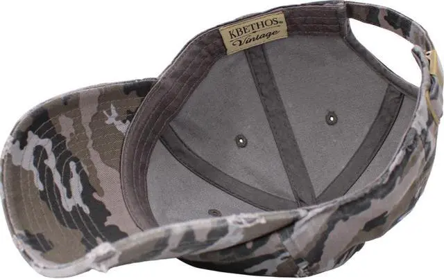 Alt view image 7 of 7 - KBE-VINTAGE BLK-CAM Vintage Washed Cotton Baseball Cap, Black Camo