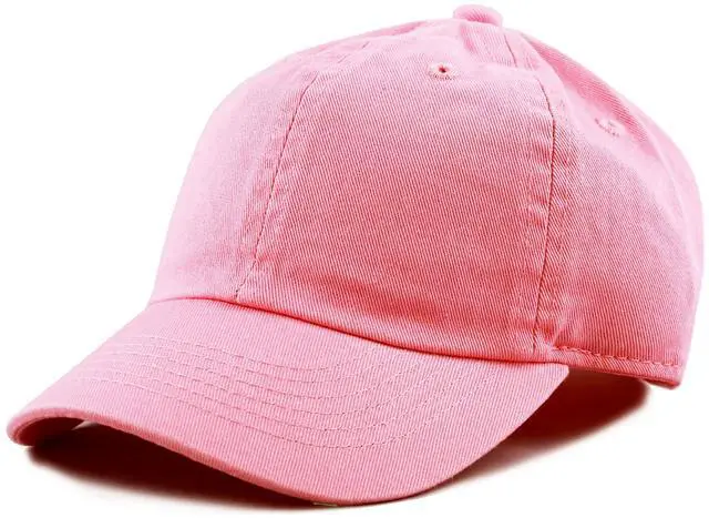 Main image of Kids Washed Low Profile Cotton and Denim Plain Baseball Cap Hat (2-5 yrs, Light Pink)