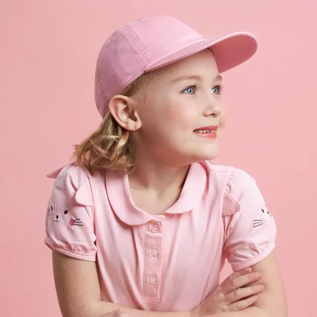 Alt view image 2 of 7 - Kids Washed Low Profile Cotton and Denim Plain Baseball Cap Hat (2-5 yrs, Light Pink)