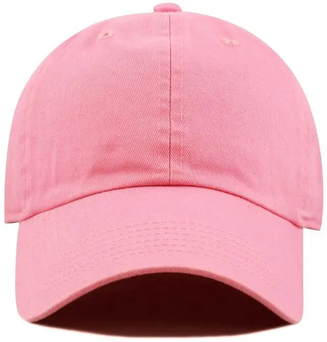 Alt view image 3 of 7 - Kids Washed Low Profile Cotton and Denim Plain Baseball Cap Hat (2-5 yrs, Light Pink)