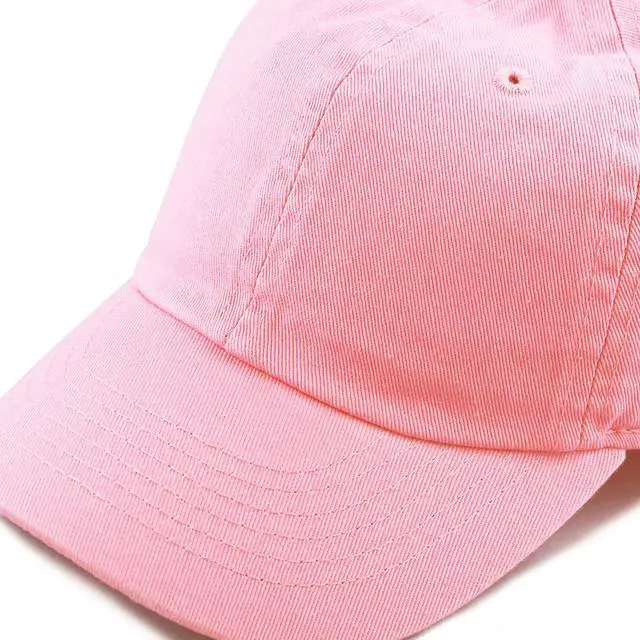 Alt view image 5 of 7 - Kids Washed Low Profile Cotton and Denim Plain Baseball Cap Hat (2-5 yrs, Light Pink)