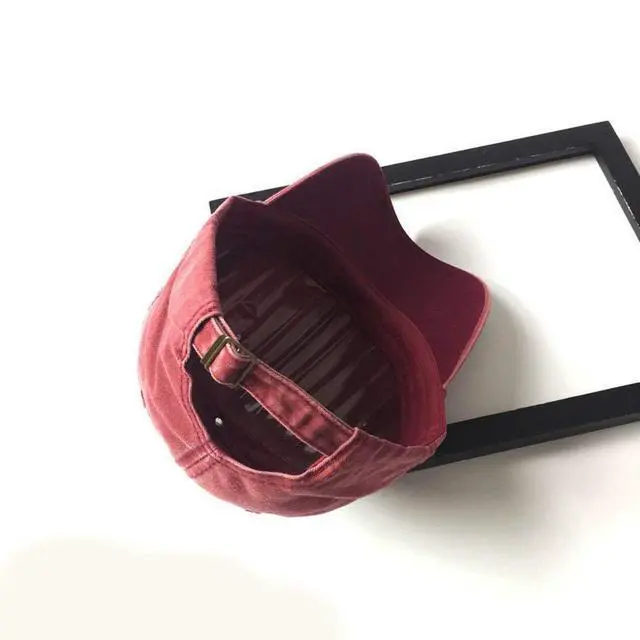 Alt view image 4 of 5 - Unisex Vintage Washed Distressed Baseball Cap Twill Adjustable Dad Hat,C-burgundy,One Size
