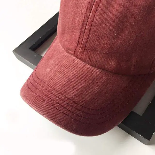 Alt view image 3 of 5 - Unisex Vintage Washed Distressed Baseball Cap Twill Adjustable Dad Hat,C-burgundy,One Size