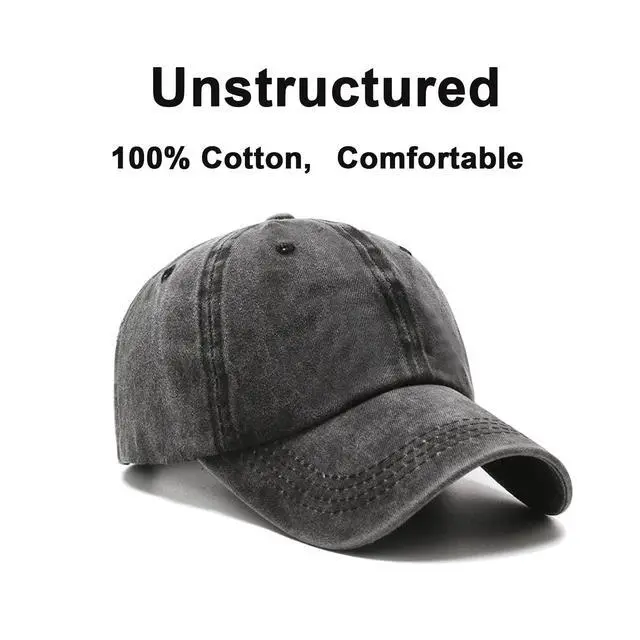 Alt view image 3 of 7 - Original Classic Low Profile Baseball Cap Golf Dad Hat Adjustable Cotton Hats Men Women Unconstructed Plain Cap Black(Washed)