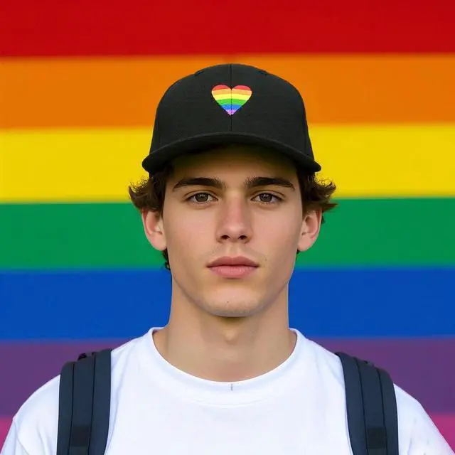 Alt view image 3 of 7 - LGBT Pride Baseball Hat, Embroidered Rainbow Heart Hat, Adjustable Gay Lesbian Love Cap for Men Women Black