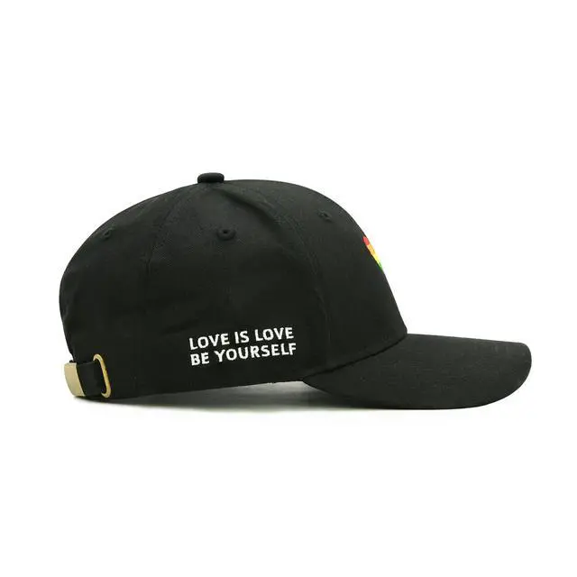 Alt view image 5 of 7 - LGBT Pride Baseball Hat, Embroidered Rainbow Heart Hat, Adjustable Gay Lesbian Love Cap for Men Women Black