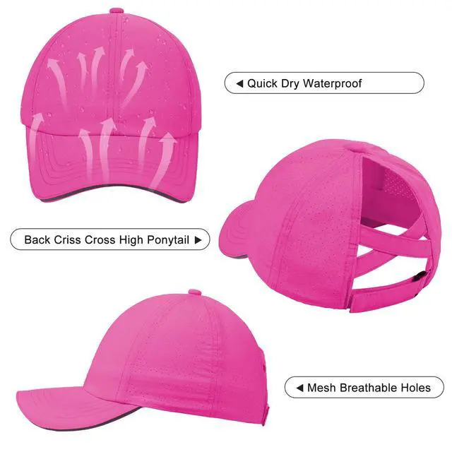 Alt view image 3 of 7 - Girls Criss Cross Ponytail Hat Mesh Baseball Cap Kids Quick Dry Ponycap Hats Outdoor Summer Sports Hat Age 7-12
