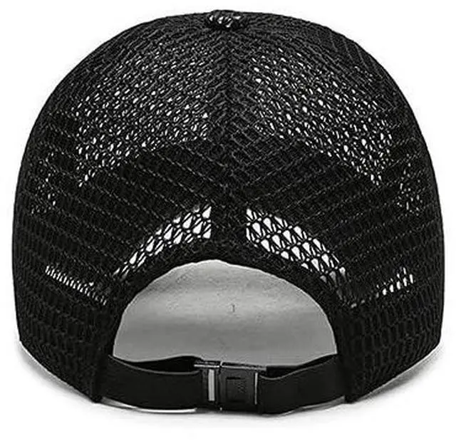 Alt view image 3 of 5 - Summer Mesh Baseball Cap for Men Women Trucker Mesh Hat Baseball Hats Outdoor Sports Running hat (2-Black)