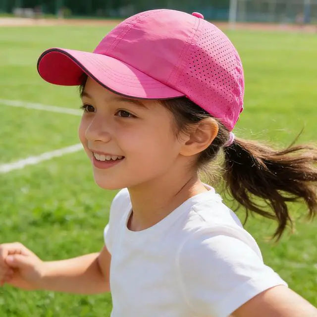 Alt view image 6 of 7 - Girls Criss Cross Ponytail Hat Mesh Baseball Cap Kids Quick Dry Ponycap Hats Outdoor Summer Sports Hat Age 7-12