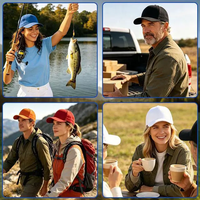 Alt view image 6 of 6 - 5 PCS Black Classic Baseball Cap Adjustable Unisex Plain Sports Dad Hat Lightweight Casual Sun Hat for Daily Wear, Hiking, Fishing, Running, Cycling, Golf, Tennis, Baseball