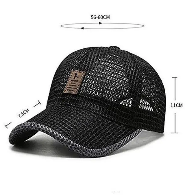 Alt view image 2 of 5 - Summer Mesh Baseball Cap for Men Women Trucker Mesh Hat Baseball Hats Outdoor Sports Running hat (2-Black)