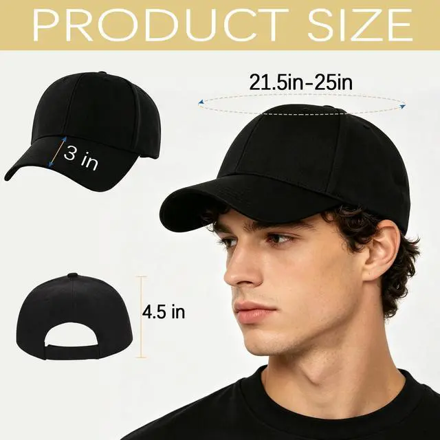 Alt view image 2 of 6 - 5 PCS Black Classic Baseball Cap Adjustable Unisex Plain Sports Dad Hat Lightweight Casual Sun Hat for Daily Wear, Hiking, Fishing, Running, Cycling, Golf, Tennis, Baseball