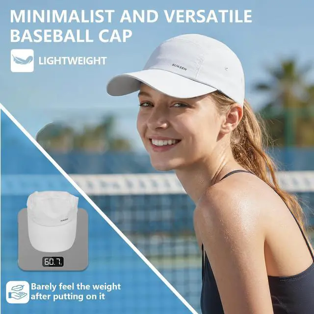 Alt view image 6 of 6 - Lightweight Baseball Cap for Women Men Running Hat with Breathable Mesh Unstructured Sports Hat for Outdoor Daily White
