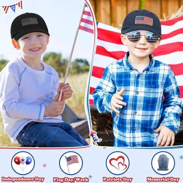 Alt view image 4 of 6 - Toddler Hats Boys 2T-4T Toddler Baseball Hat Kids Baseball Cap Toddlers Ball Cap Fourth of July Hat Toddlers Boy Hats