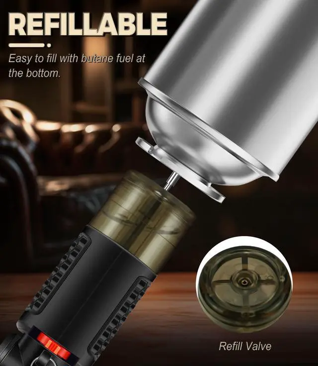 Alt view image 6 of 7 - 4 Pack of Torch Lighter, 30° & 45° Rotatable Windproof Jet Flame, with Safety Lock, Butane Gas Refillable Mini Jet Torch Lighters for Candle, Grill, Firework (NO Gas)