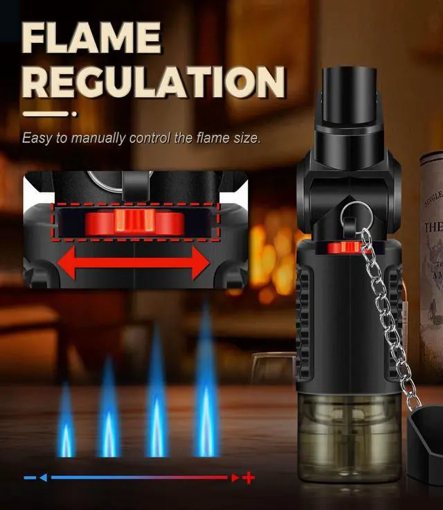 Alt view image 5 of 7 - 4 Pack of Torch Lighter, 30° & 45° Rotatable Windproof Jet Flame, with Safety Lock, Butane Gas Refillable Mini Jet Torch Lighters for Candle, Grill, Firework (NO Gas)