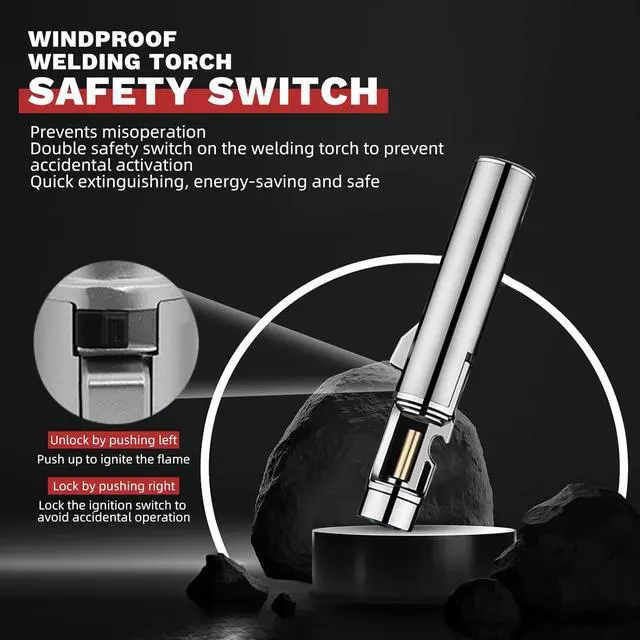 Alt view image 4 of 7 - Torch Lighter, Straight Flame Bright Lighters, Windproof Adjustable Flame Color with Safety Lock, Lightsaber Torch Flame for Outdoor, Campfires, BBQ, Candles, Camping