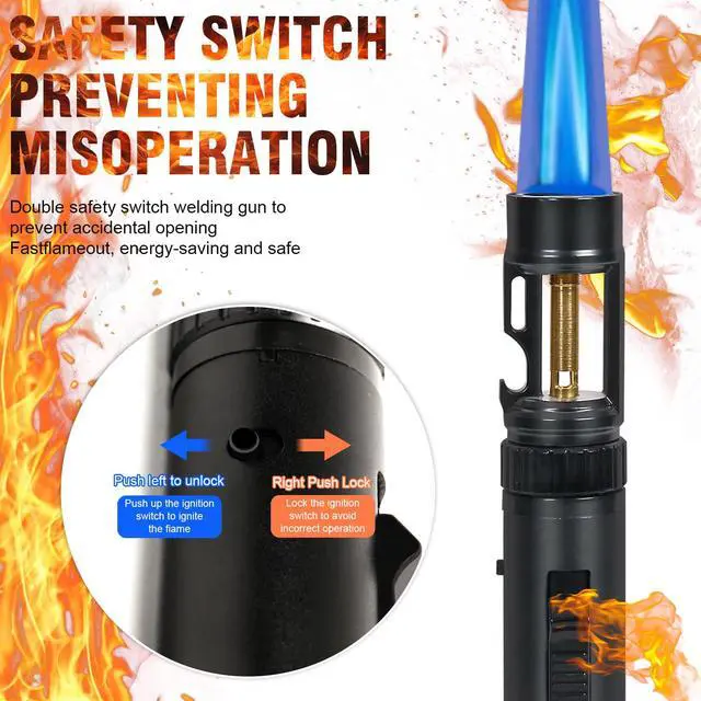 Alt view image 5 of 7 - Torch Lighter, Bright Fire Lighter with Safety Lock and Adjustable Blue Flame, Refillable Butane Gas Windproof Jet Flame Cool Lighters, for Candles Campfires BBQ Baking, Camping, Gift (Black)