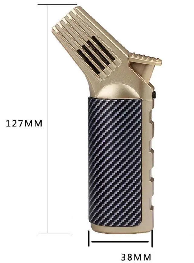 Alt view image 6 of 7 - Butane Torch Lighter Refillable Adjustable Flame Windproof Long Lighters with Safety Lock for Cigar Candle Camping Grill BBQ Kitchen (Butane Not Included)