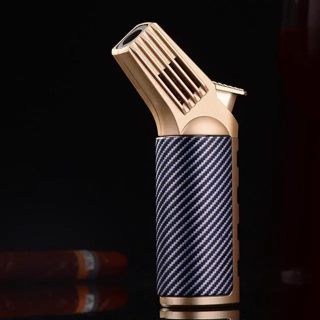 Alt view image 3 of 7 - Butane Torch Lighter Refillable Adjustable Flame Windproof Long Lighters with Safety Lock for Cigar Candle Camping Grill BBQ Kitchen (Butane Not Included)