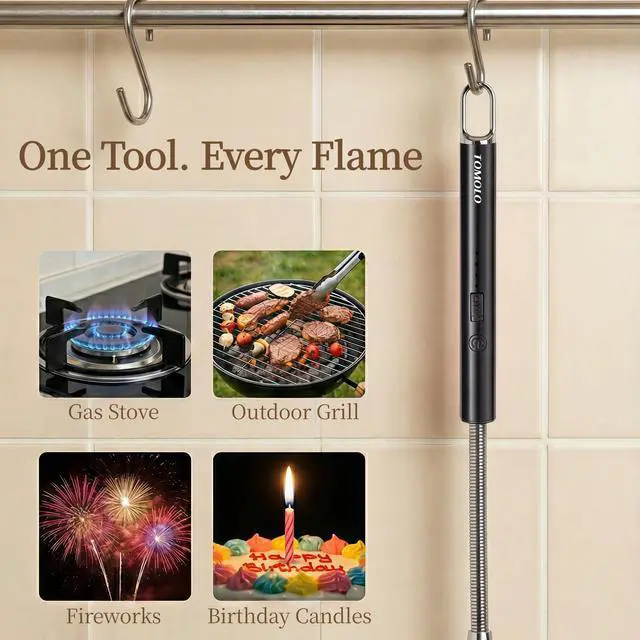 Alt view image 6 of 6 - Electric Candle Lighter, Long Flexible Neck Lighter with Safety Switch, Windproof Plasma Flameless USB Rechargeable Lighters for Candles, Grill, Camping & Gas Stove, 2-Pack (Black & Black)