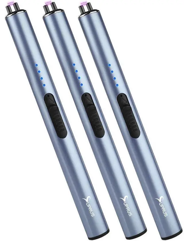Main image of Electric Arc Windproof Flameless USB Rechargeable Lighter with Safety Lock for Candle (Blue, 3 Packs)