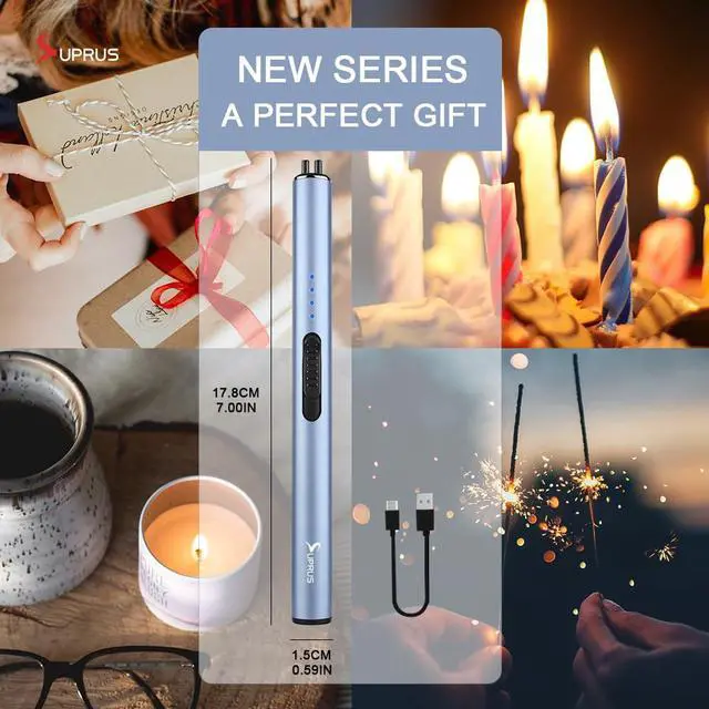 Alt view image 6 of 6 - Electric Arc Windproof Flameless USB Rechargeable Lighter with Safety Lock for Candle (Blue, 3 Packs)