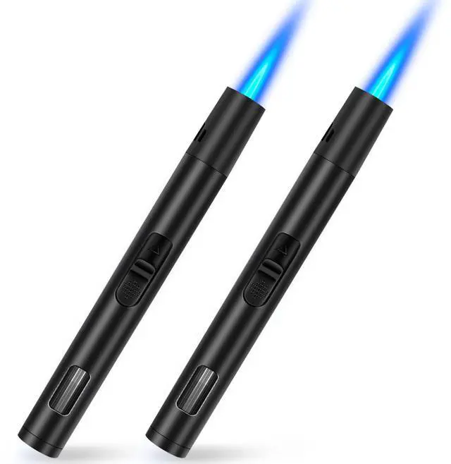 Main image of 2 Pack Torch Lighters Refillable Butane Lighter with Visible Fuel Window, Windproof Adjustable Jet Flame Long Lighters Matches for Candle, Grill, BBQ, Camping, Fireworks (Butane NOT Included)