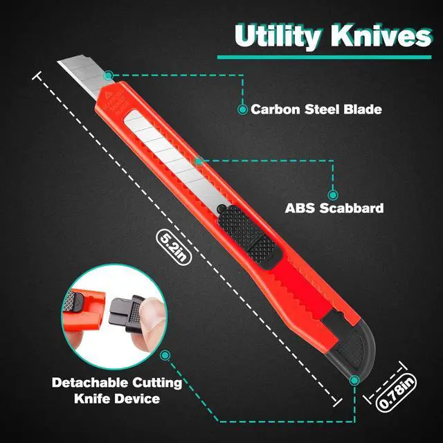 Alt view image 4 of 6 - 24Pack Box Cutters (9MM Wide Blade Cutter) Utility Knife Box Cutter Retractable, Compact, Extended Use for Heavy Duty Office, Home, Arts Crafts, Hobby(Mix)