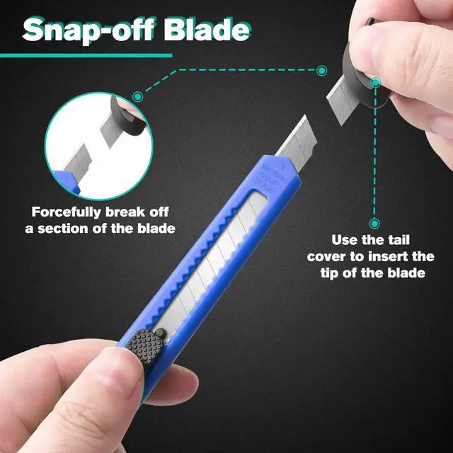 Alt view image 5 of 6 - 24Pack Box Cutters (9MM Wide Blade Cutter) Utility Knife Box Cutter Retractable, Compact, Extended Use for Heavy Duty Office, Home, Arts Crafts, Hobby(Mix)
