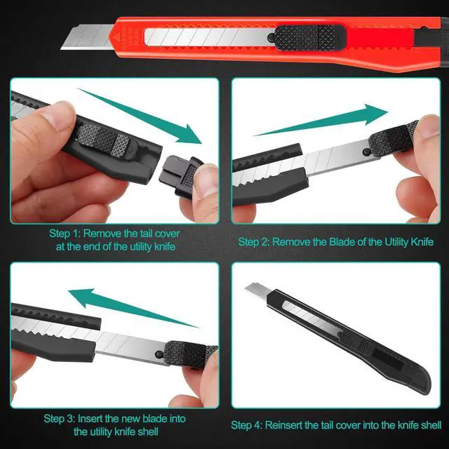 Alt view image 6 of 6 - 24Pack Box Cutters (9MM Wide Blade Cutter) Utility Knife Box Cutter Retractable, Compact, Extended Use for Heavy Duty Office, Home, Arts Crafts, Hobby(Mix)