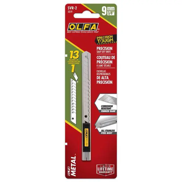 Alt view image 4 of 4 - 9mm Stainless Steel Utility Knife (SVR-1) - Multi-Purpose Retractable Precision Knife w/Snap-Off Blade, Replacement Blades: Any OLFA 9mm Blade
