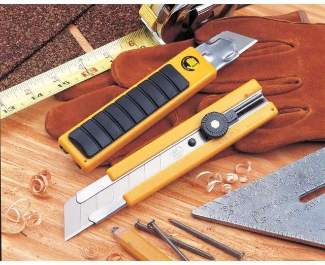 Alt view image 3 of 4 - 25mm Extra Heavy-Duty Utility Knife (H-1) - Multi-Purpose Custom Cutting Depth Utility Knife w/Anti Slip Grip & Snap-Off Blade, Replacement Blades: Any OLFA 25mm Blade