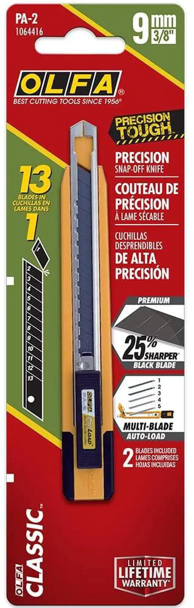 Alt view image 6 of 7 - 9mm Precision Utility Knife (PA-2) - Multi-Purpose Retractable Precision Knife w/Snap-Off Blades & Auto Blade Loader, Replacement Blades: Any OLFA 9mm Blade