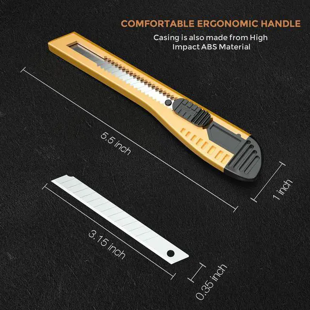 Alt view image 6 of 7 - 15 PCS Utility Knife Box Cutters Retractable Razor Knife 9mm with 30 PCS Extra Snap Off Blades for Lightweight Office, Home, Arts Crafts, Hobby