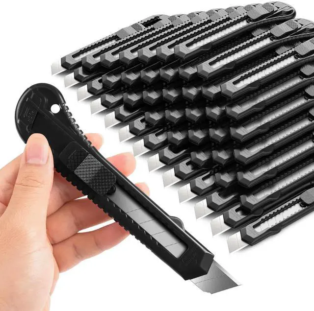 Main image of 30 Pack Box Cutter Retractable, Box Cutters with 18mm Wide Utility Blades, Sharp Utility Knife Retractable, Box Cutter Knife for Office, Home, Arts Crafts, Hobby, Cardboard, Paper