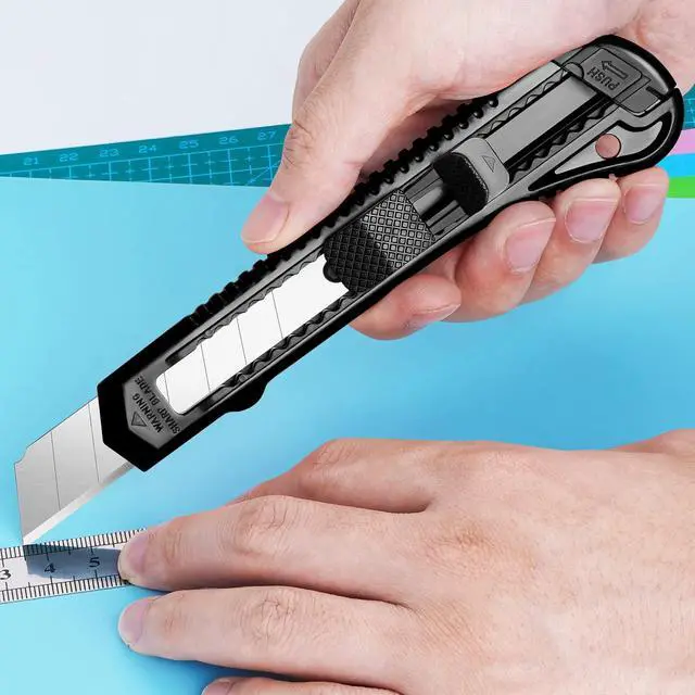 Alt view image 3 of 6 - 30 Pack Box Cutter Retractable, Box Cutters with 18mm Wide Utility Blades, Sharp Utility Knife Retractable, Box Cutter Knife for Office, Home, Arts Crafts, Hobby, Cardboard, Paper