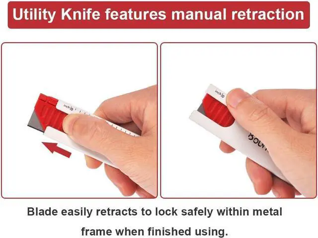 Alt view image 3 of 7 - Retractable Utility Knife Box Cutter Set, 3PCS Cardboard Cutter with 20PCS Blades, Compact, Extended Use for Heavy Duty Office, Home, Arts Crafts, Hobby for Cutting Boxes, Cartons