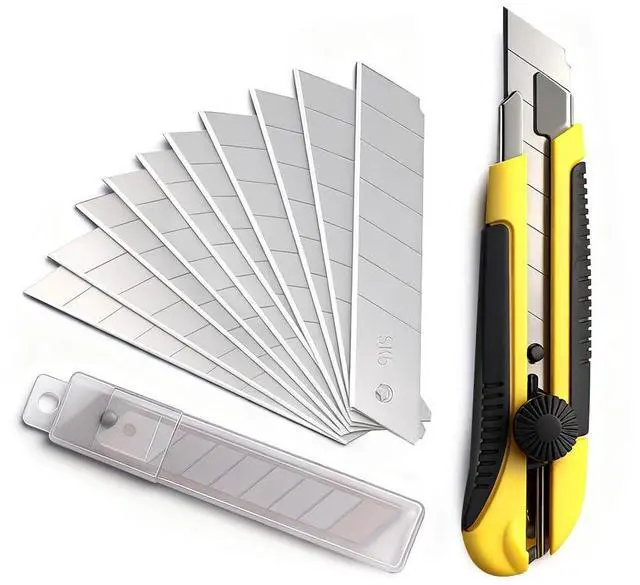 Main image of 25MM Heavy Duty Utility Knife, Box Cutter with 10pcs SK-5 Retract Blades, Snap-Off Cutters with Rubber Grip for Cardboard, Boxes, DIY Crafts