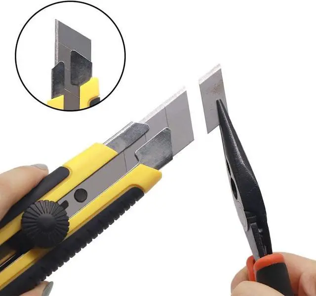 Alt view image 6 of 6 - 25MM Heavy Duty Utility Knife, Box Cutter with 10pcs SK-5 Retract Blades, Snap-Off Cutters with Rubber Grip for Cardboard, Boxes, DIY Crafts
