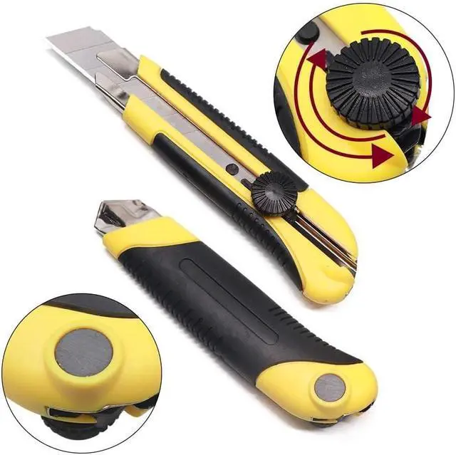Alt view image 5 of 6 - 25MM Heavy Duty Utility Knife, Box Cutter with 10pcs SK-5 Retract Blades, Snap-Off Cutters with Rubber Grip for Cardboard, Boxes, DIY Crafts