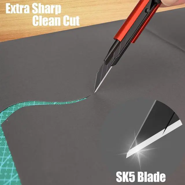 Alt view image 4 of 5 - Utility Knife Box Cutter Retractable Hobby Knife 6-Piece with 20-Piece 9mm Snap-Off Blades Heavy Duty Aluminium Handle Cutting Cardboard Boxes or DIY HY040108