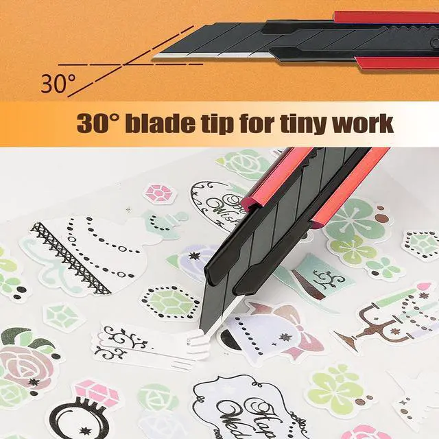 Alt view image 3 of 5 - Utility Knife Box Cutter Retractable Hobby Knife 6-Piece with 20-Piece 9mm Snap-Off Blades Heavy Duty Aluminium Handle Cutting Cardboard Boxes or DIY HY040108