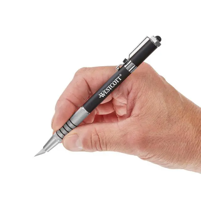 Alt view image 5 of 7 - 16963 Pen-Style Retractable CarboTitanium Bonded Hobby Knife, Silver